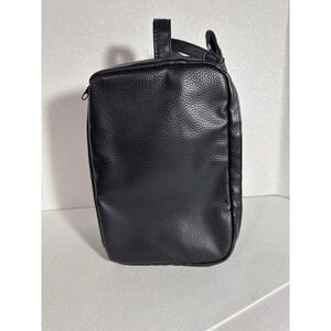 Baleine Black Pebbled Faux Leather Toiletry Bag Multi Compartment Travel Case